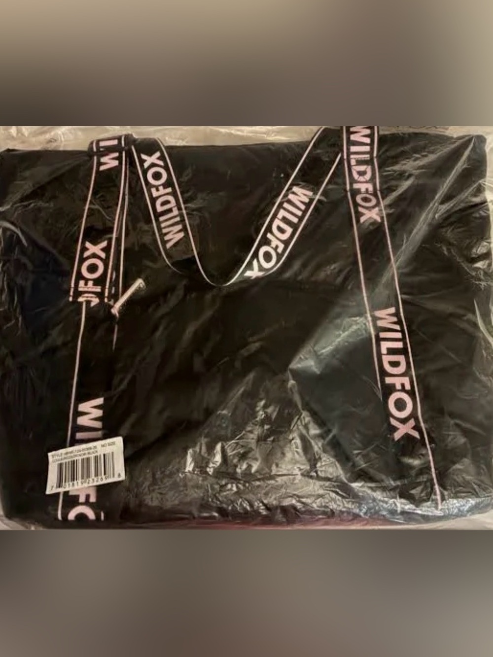 Wildfox Black puffer Tote with Pink Logo-Strap Detail XL size NWT